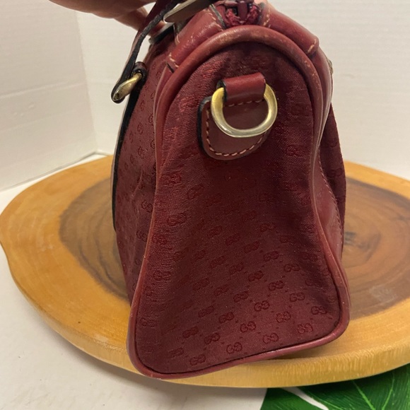 Vintage Gucci Burgundy Micro G Canvas Boston Bag - Picture 5 of 15